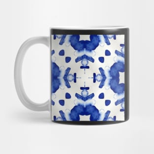 Abstract cobalt blue watercolour stones set into a mosaic tile mandala style Mug